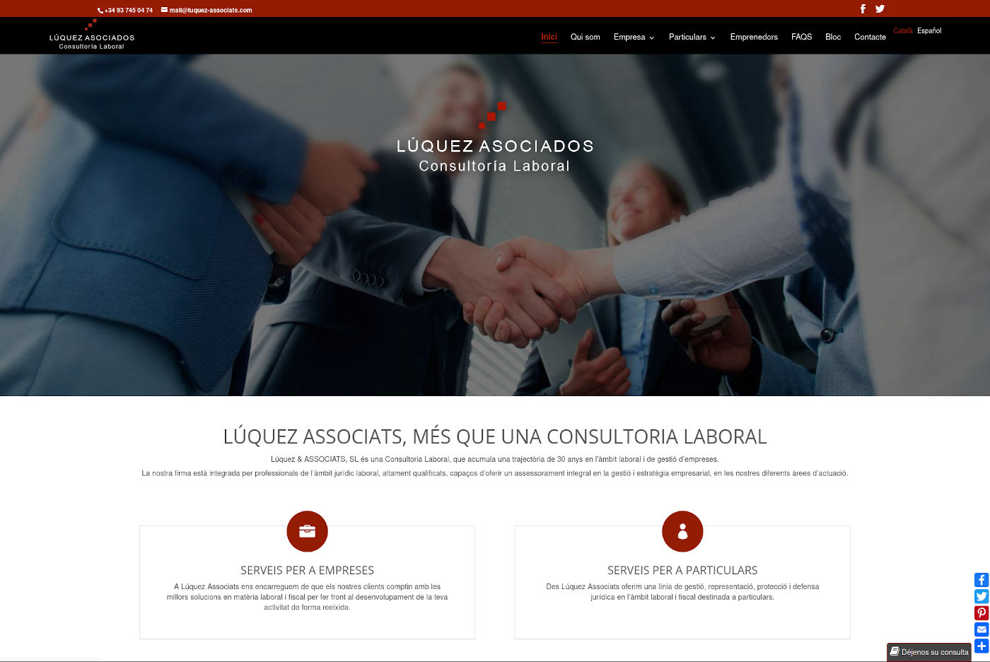 Diseño y programación página web para empresa consultoria laboral Sabadell