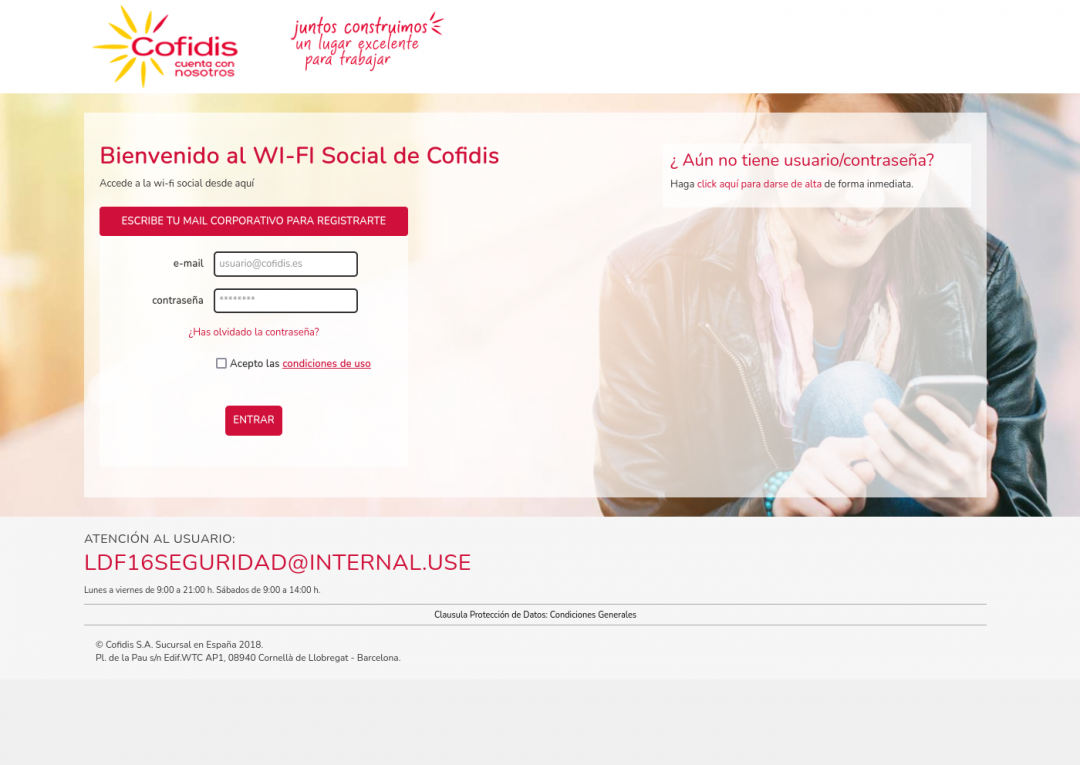 Portal captiu WiFi per convidats a Cofidis