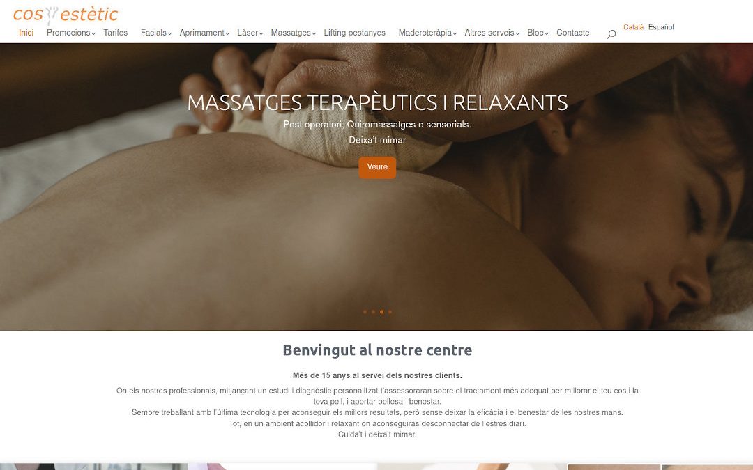 Web corporativa para centro de estética, tratamientos y masajes