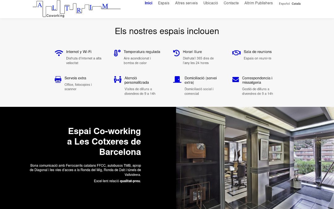 Web corporativa para coworking de empresas