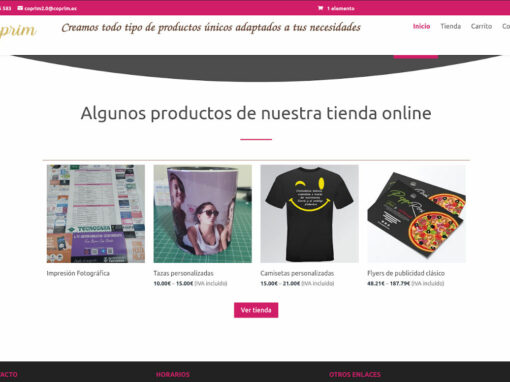 Web para tienda online de productos personalizados