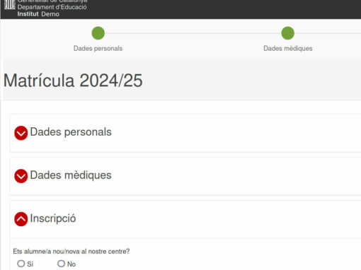 Projecte d’aplicació web programa de preinscripcions i matriculacions per escoles IES generalitat