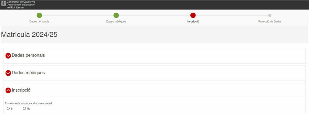 aplicacio web programa matriculacions escoles i cursos ies generalitat gencat