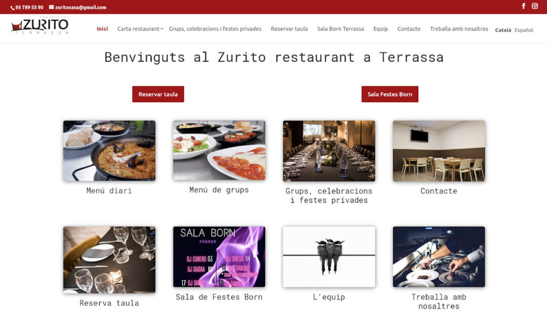 web per restaurant bar menus terrassa zurito