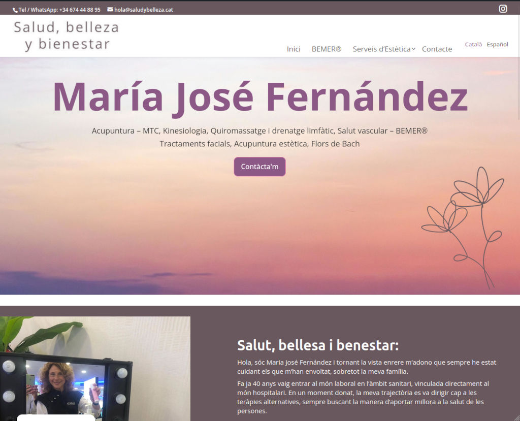web corporativa para centro estetica massatges relajación barcelona saludybelleza