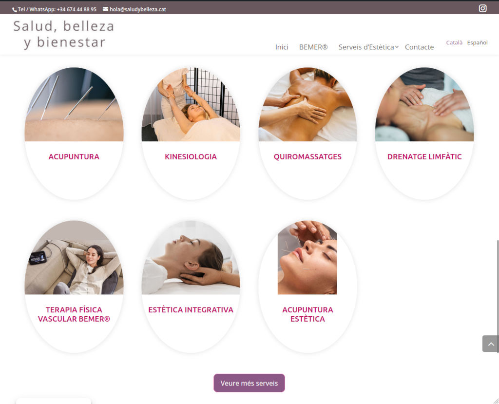 web corporativa para centre estetica massatges relaxació barcelona saludybelleza